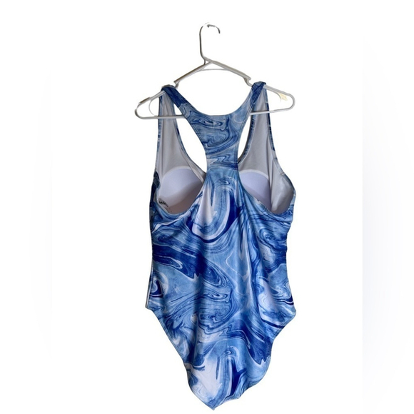 Nicole Miller Studio Blue Tropic Swirl Plus Size Racerback One Piece Swim 3X - Picture 15 of 15
